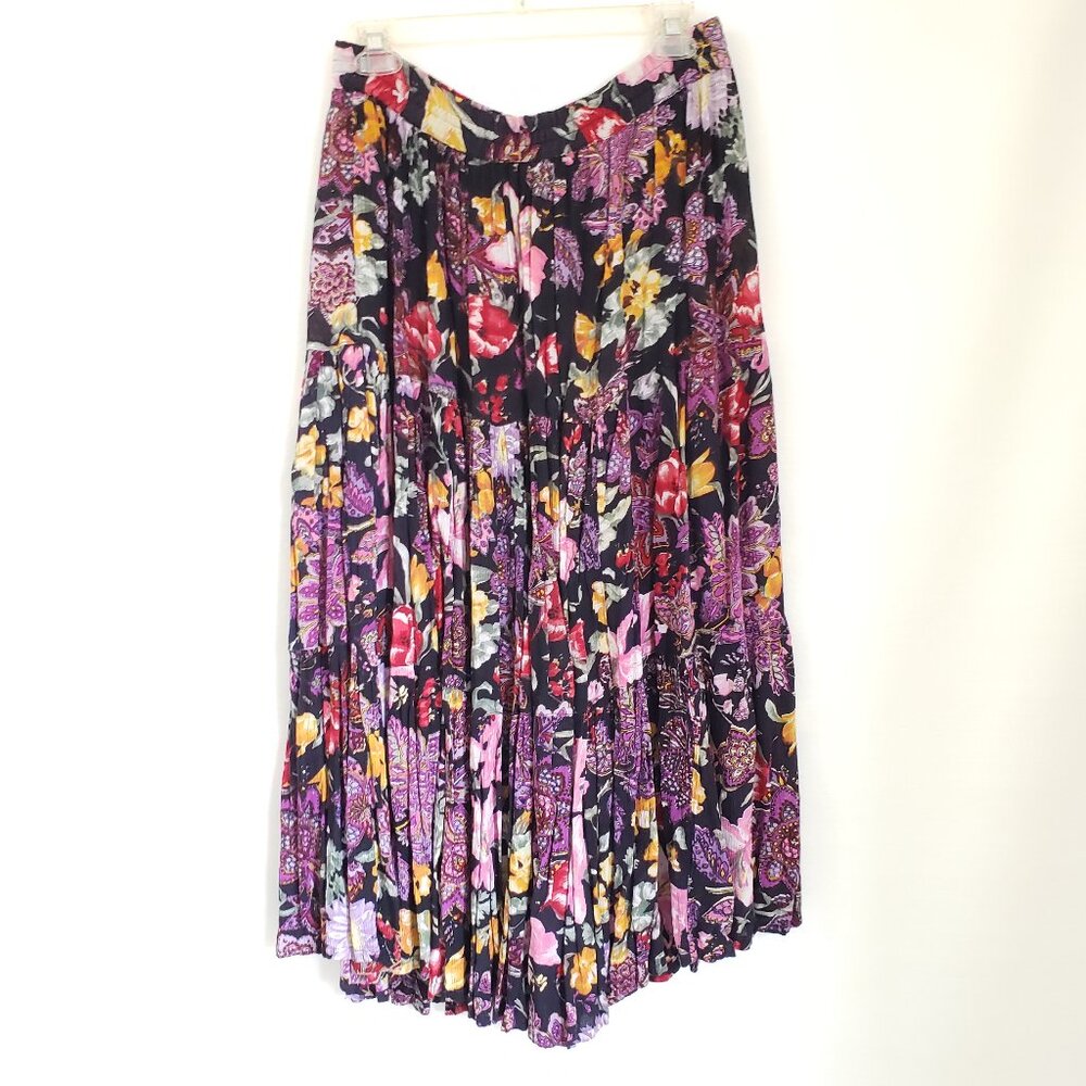 90's BONJOUR Vintage Dark Floral print tiered Skirt Whimsigoth M